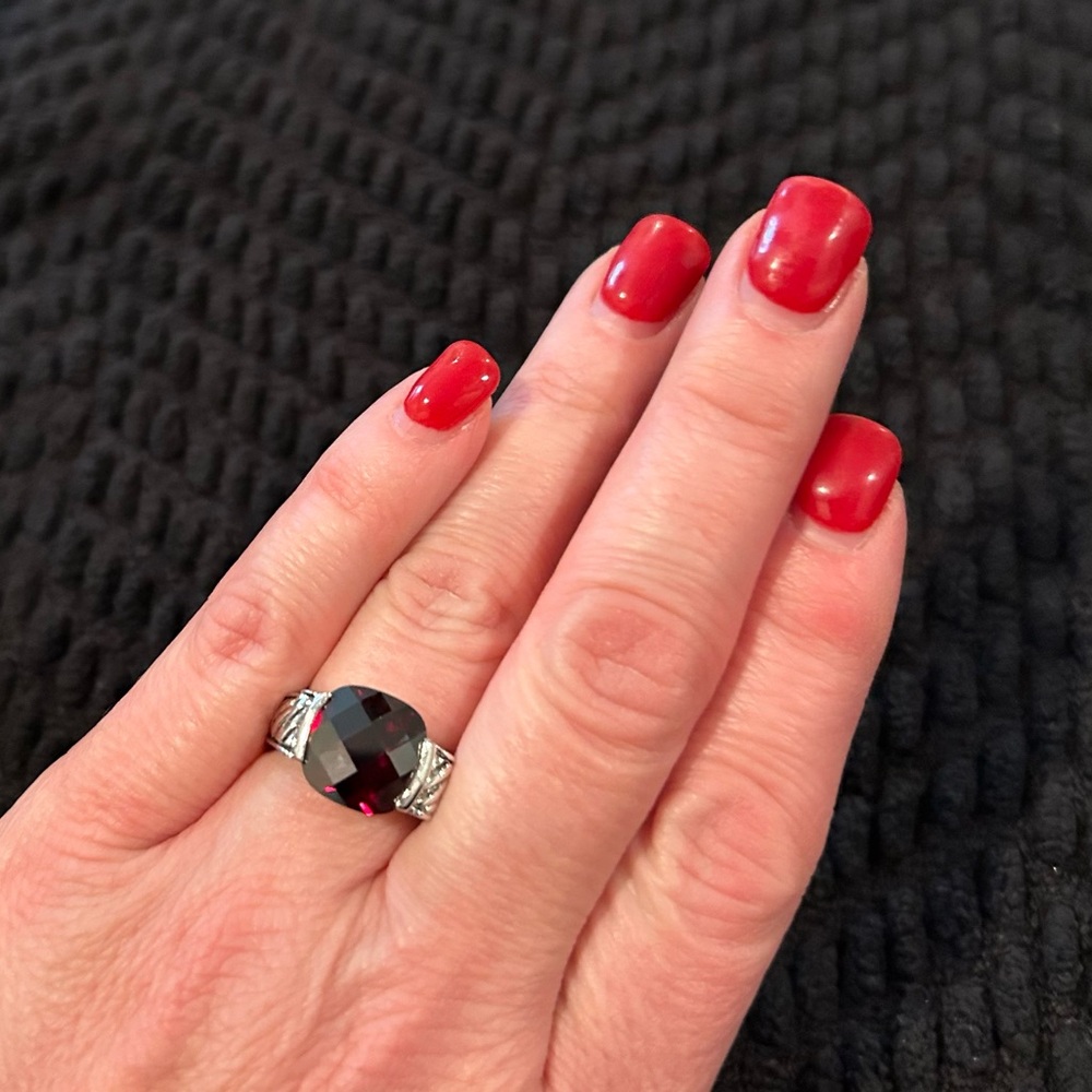 Lia Sophia ‘Lisa’ Fashion Ring Size 8 Red Cushion Cut CZ